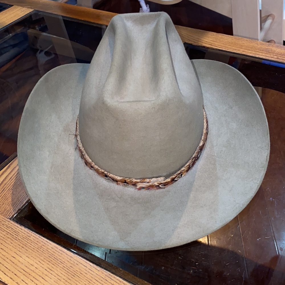 Vintage - John Stetson 3 x beaver hat 7 1/4 western hat with feathers - Picture 3 of 8